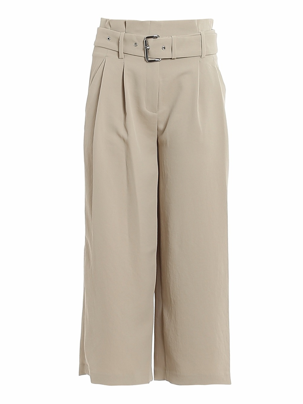 🤍 Michael Kors Quiet Luxury Beige Belted Wide Leg Trouser Cropped Pants Size 8